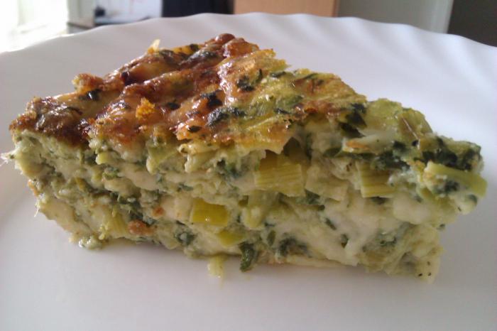 Pastel de primavera con huevo y cebolla verde