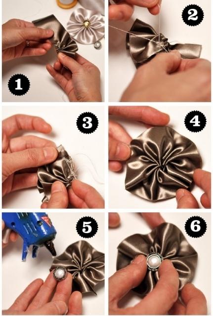 Pequeñas obras maestras: flores de cintas de raso, hechas con sus propias manos