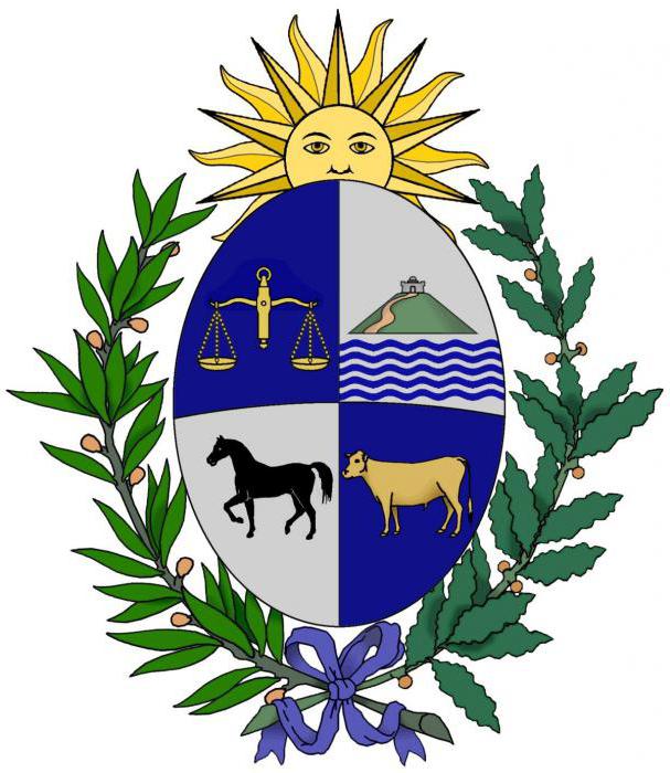 Escudo de armas y la bandera de Uruguay