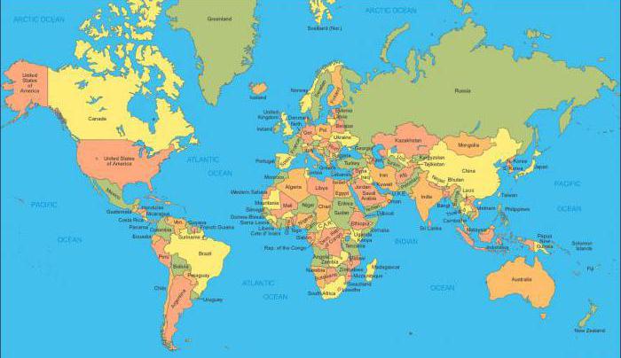 Mapa geográfico del mundo. Tipos de cartas